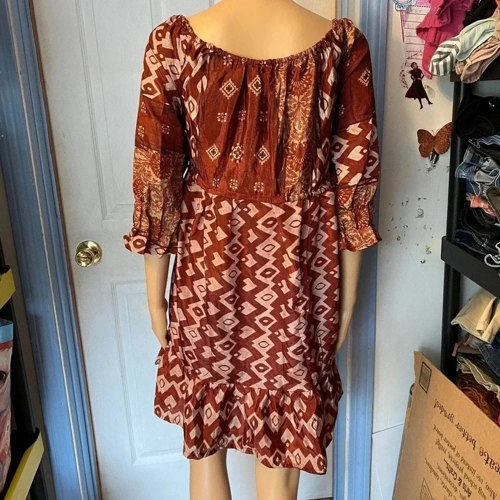 Benjamin Boho Sexy Lightweight Casual Summer Dress Women Size S/M - Picture 2 of 6